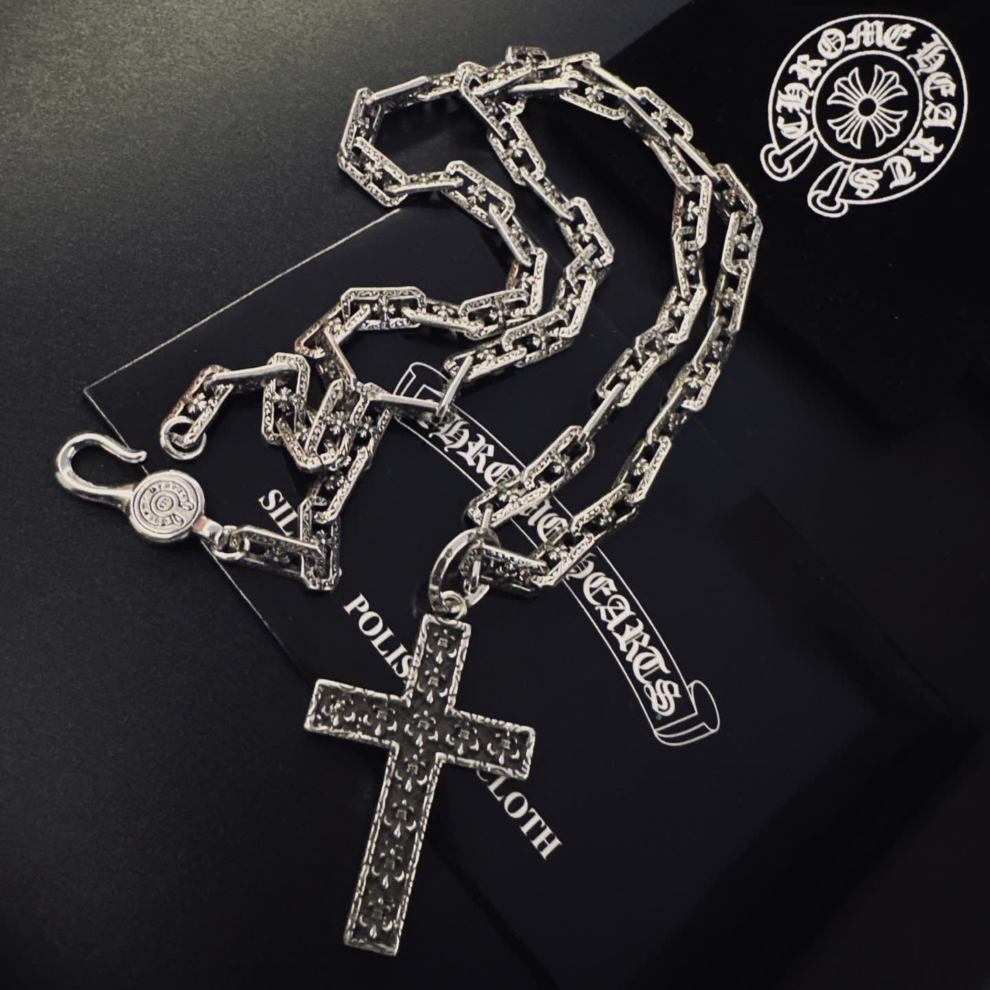 Chrome Hearts Silver Cross Pendant Necklace